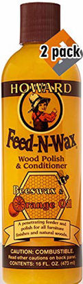 Picture of Howard Products FW0016 Feed-N-Wax Wood Polish and Conditioner, Beeswax &, 16 oz, orange, 16 Fl Oz New Version