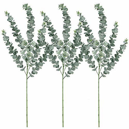 Picture of Supla 3 Pcs Faux Eucalyptus Leaves Spray Artificial Eucalyptus Branches Plants Artificial Greenery Stems 35" Tall in Grey Green for Greenery Wedding Party Floral Arrangement