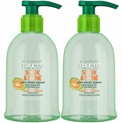 Picture of Garnier Fructis Sleek and Shine Anti-Frizz Serum for Frizzy, Dry, Unmanageable Hair, 5.1 Ounce (2 Count)