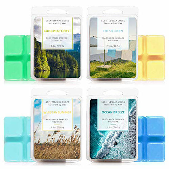 GetUSCart- LA BELLEFÉE Wax Melts Wax Cubes 4 Pack, Scented Wax Melts,  Handmade Soy Wax Melts Candle Wax for Warmers. Four Scents of Winds in  Summer, Ocean Breeze, Fresh Linen, Bohemia Forest (