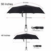 Picture of TradMall 2 Pack Travel Umbrella Windproof 46 Inches Large Canopy Reinforced Fiberglass Ribs Auto Open & Close, Black