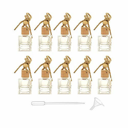 Picture of 10 Packs Car Aromatherapy Diffuser Hanging Empty Glass Perfume Bottle Essential Oils Diffuser Bottles Automotive Interior Ornaments Car Fragrance Pendant Decoration