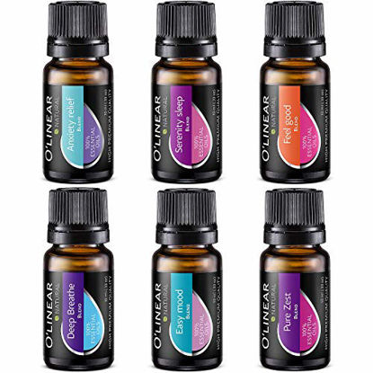 Picture of Top 6 Blends Essential Oils Set - Aromatherapy Diffuser Blends Oils for Sleep, Mood, Breathe, Temptation, Feel Good, Anxiety Relief