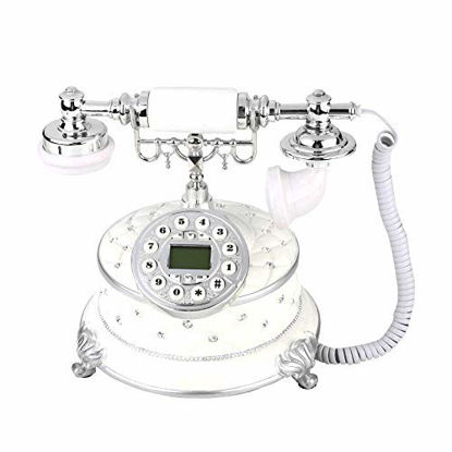 Picture of FOSA Retro Vintage Telephone Rotary Dial Plate Antique Telephones Desk FSK/DTMF Landline Phone with Month/Day Clock Display for Office Home Living Room Decor, Wonderful Gift