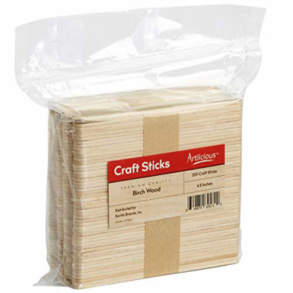 Picture of Artlicious - 200 Wooden Popsicle Craft Sticks 4.5 inch Standard Size