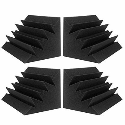 Picture of JBER 4 Pack Acoustic Foam Bass Trap Studio Foam 12" X 7" X 7" Soundproof Padding Wall Panels Corner Block Finish for Studios Home and Theater