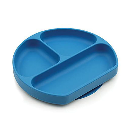 Picture of Bumkins Silicone Grip Dish, Suction Plate, Divided Plate, Baby Toddler Plate, BPA Free, Microwave Dishwasher Safe - Dark Blue