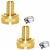 Picture of Joywayus 2Pcs 1/2" Barb x 3/4" Female GHT Thread Swivel Brass Garden Water Hose Pipe Connector Copper Fitting with Stainless Clamp House/Boat/Lawn/Power Wash/Irrigation