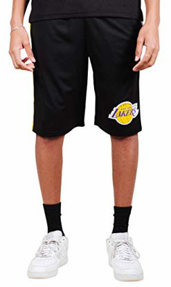 Picture of Ultra Game NBA Los Angeles Lakers Mens Mesh Basketball Shorts, Black, Medium