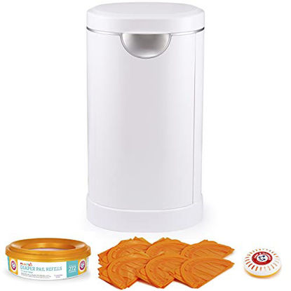Picture of Munchkin Diaper Pail Baby Registry Starter Set, Powered by Arm and Hammer, Includes 1 Month Refill Supply and Baking Soda Puck
