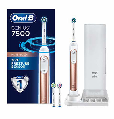 Picture of Oral-B 7500 Electric Toothbrush with Replacement Brush Heads and Travel Case, Rose Gold