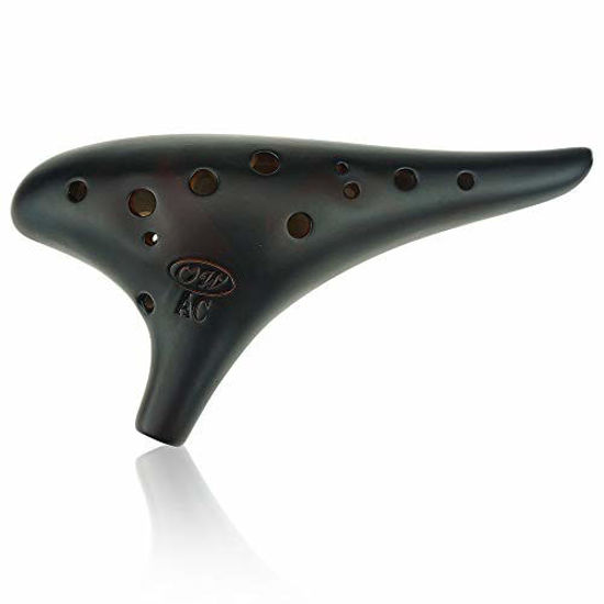 Picture of "Mountain Echo" 12 Hole Alto C Ocarina,Stawfired Burning, Unique Design and Well Tuned, Comfortable to Hold and Play (Stawfired)