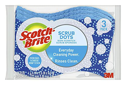 Picture of Scotch-Brite Scrub Dots Non-Scratch Scrub Sponge, For Washing Dishes and Kitchen Use, 3 Scrub Sponges