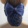 Picture of AKOAK 2 Pcs Black Bowknot Decor Snood Net Barrette Hair Clip Bun Cover