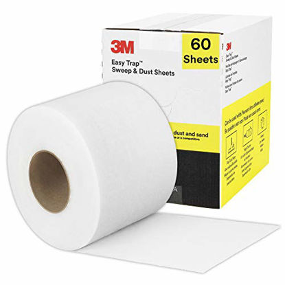 Picture of 3M Easy Trap Sweep and Dust Sheets, 1 Roll of 60 5" x 6" Sheets, Disposable Easy Sweep Floor Duster, Picks Up 8x More Dirt, Dust, Sand, Hair, Works on Dry or Wet Surfaces, Hardwood Floors, 59032W