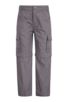 Picture of Mountain Warehouse Active Kids Convertible Hiking Pants Zip Off Shorts Dark Grey 9-10 Years
