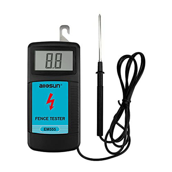 Picture of ALLOSUN Electric Fence Tester Fault Finder Digital Electric Fence Voltage Tester Max 9.9kv, Blue (EM555)