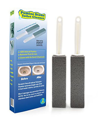 Picture of Comfun Pumice Stone for Cleaning Toilet Bowl with Handle, Pumice Stick for Toilet Cleaning, 2 Pack