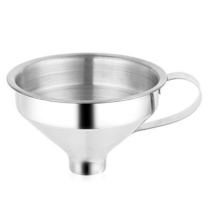 Picture of Aozita 18/8 Stainless Steel Spice Funnel with Handle for Spice Jars - Professional Grade Kitchen Tools