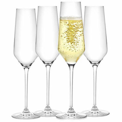 Picture of JoyJolt Champagne Flutes - Layla Collection Crystal Champagne Glasses Set of 4 - 6.7 Ounce Capacity - Ideal for Home Bar, Special Occasions - Made in Europe