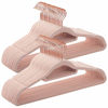 Picture of SONGMICS Velvet Hangers, 50 Pack, Non-Slip Clothes Hanger with Rose Gold Color Swivel Hook, 0.2-Inch Thick and Space Saving, 17.7-Inch Long for Coat, Shirt, Dress, Light Pink UCRF21PK50