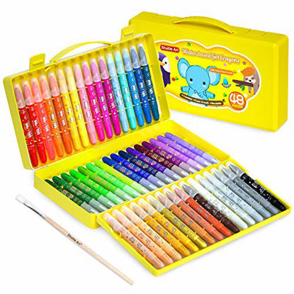 Picture of 48 Colors Gel Crayons for Toddlers, Shuttle Art Non-Toxic Twistable Crayons Set with 1 Brush and Foldable Case for Kids Children Coloring, Crayon-Pastel-Watercolor Effect, Ideal for Paper