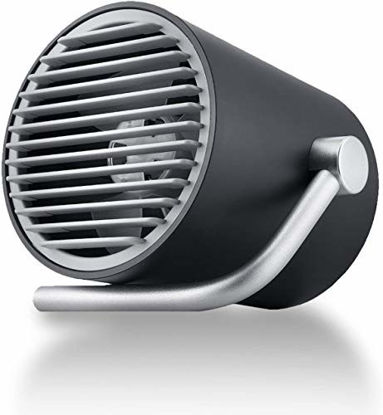 Picture of Fancii Small Personal Desk USB Fan, Portable Mini Table Fan with Twin Turbo Blades, Whisper Quiet Cyclone Air Technology - for Home, Office, Outdoor Travel (Black)