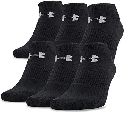 Picture of Under Armour Adult Cotton No Show Socks, 6-Pairs , Black/Gray , Large
