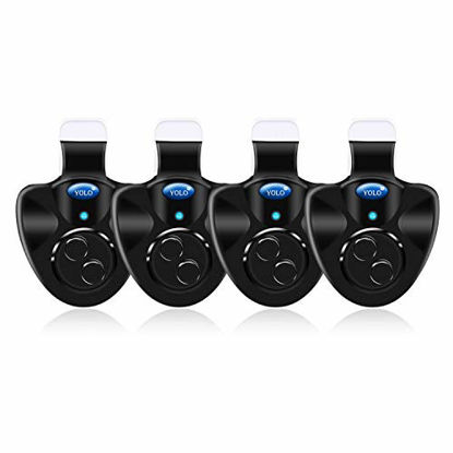 Picture of 4 Pcs Black Electronic LED Light Fishing Bite Sound Alarm Alert Bell Clip On Fishing Rod