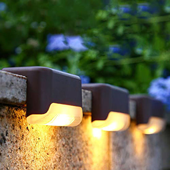 GetUSCart EDDORUNNING Solar Deck Lights Outdoor 8 Pack Solar Step Lights LED Waterproof Lighting for Outdoor Stair Deck Patio Yard Path and Driveway Warm White