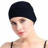 Picture of Man Elastic Lightweight Bamboo Night Sleep Cap for Chemo Patients Hair Loss Black