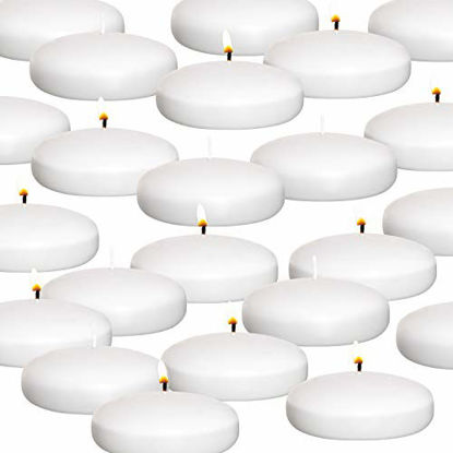 Picture of Royal Imports 10 Hour Floating Candles, 3 White Unscented Dripless Wax Discs, for Cylinder Vases, Centerpieces at Wedding, Party, Pool, Holiday (24 Set)