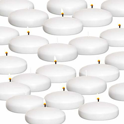 Picture of Royal Imports 10 Hour Floating Candles, 3 White Unscented Dripless Wax Discs, for Cylinder Vases, Centerpieces at Wedding, Party, Pool, Holiday (24 Set)