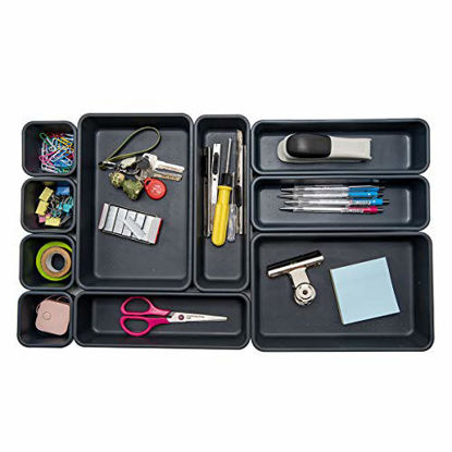 Picture of Backerysupply Interlocking Desk Drawer Organizer Separators for Office,Bathroom, Kitchen, Makeup (Set of 10)