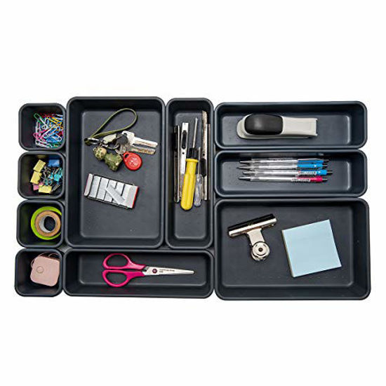 Picture of Backerysupply Interlocking Desk Drawer Organizer Separators for Office,Bathroom, Kitchen, Makeup (Set of 10)