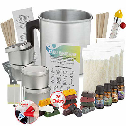 Picture of Etienne Alair Candle Making Kit - DIY Scented Candles Kit For Soy Candle Making, Set Includes: 2Lb Wax, 16 Color Wax Dye, 4 Fragrance Oils, And 4 Tins