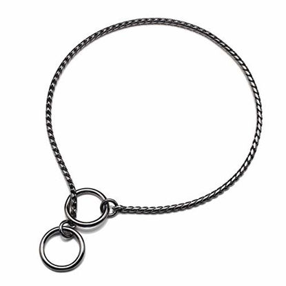 Picture of Mogoko Stainless Steel Dog Choke Chain Collar, Puppy Metal Snake Chain Pet Show Slip Collar Choker for Training Walking (Black;16.0" 3.0mm)