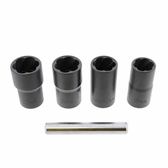 GetUSCart ABN Twist Socket Set Lug Nut Remover Extractor Tool 5