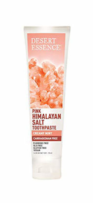 Picture of Desert Essence Pink Himalayan Salt Toothpaste - 6.25 Ounce - Creamy Mint - Complete Oral Care - Mineral Rich - Tea Tree Oil - Removes Impurities - Refreshing Taste - Deep Clean - Carrageenan Free