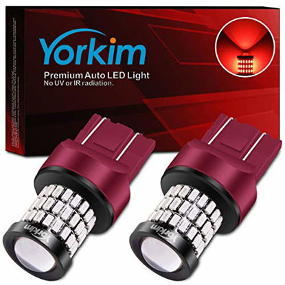 Picture of Yorkim Ultra Bright 7440 Led Bulb Red T20 7441 7443 7444 W21W Led Bulb for Backup Reverse Light, Break Light, Tail Light, Turn Signal Light Pack of 2 - Red