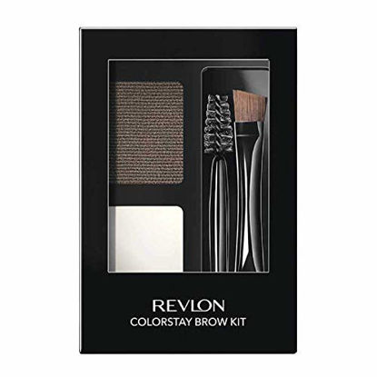 Picture of Revlon ColorStay Brow Kit, Includes Longwear Brow Powder, Clear Pomade, Dual-Ended Angled Tip Eyebrow Brush & Spoolie Brush, Dark Brown (102), 0.08 oz