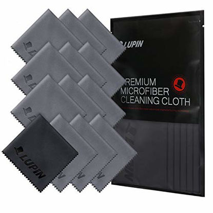 Picture of Ringke Lupin Microfiber Cleaning Cloths, 13 Pack Premium Ultra Lint Polishing Cloth for Cell Phone, Tablets, Laptops, iPad, Glasses, Auto Detail, TV Screens & Other Surfaces with Carrying Case - Gray