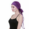 Picture of Cancer HeadCovers for Women Pre Tied Headwrap Chemo Patient Turbans Scarves Gift Dark Purple