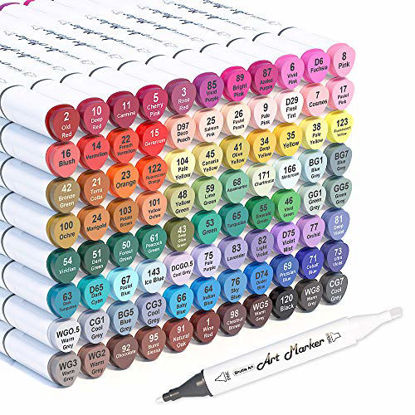 Picture of Shuttle Art 88 Colors Dual Tip Alcohol Based Art Markers, 88 Colors plus 1 Blender Permanent Marker Pens Highlighters with Case Perfect for Illustration Adult Coloring Sketching and Card Making
