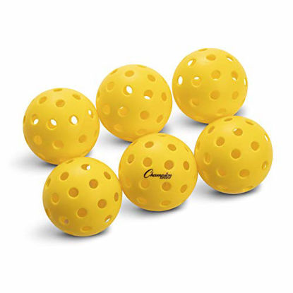 Picture of Champion Sports Outdoor Pickleball Balls: Official Size Outdoor Pickleballs - Yellow Pickleball Ball Set for Outdoor Courts - 6 Pack