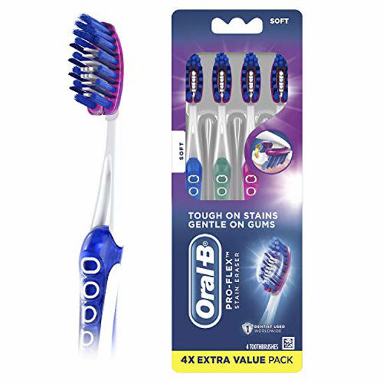 Picture of Oral-B 3D White Luxe Pro-Flex Manual Soft Toothbrush, 4 Count (5823815673)