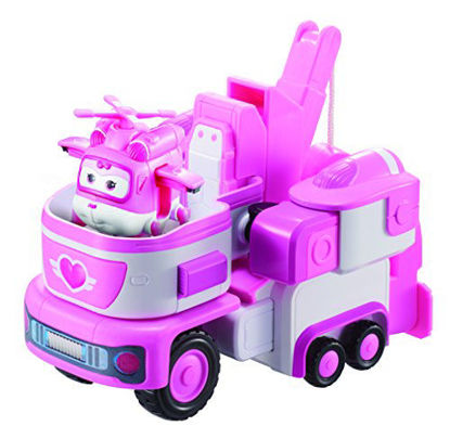 Picture of Super Wings - 7" Dizzy's Rescue Tow with 2" Pink Transform-a-Bot Mini Figure| Transforming Airplane Toy Vehicle Set | Preschool Toy for 3 4 5 Year Old Boys and Girls | Birthday Gift for Pretend Play,US720314