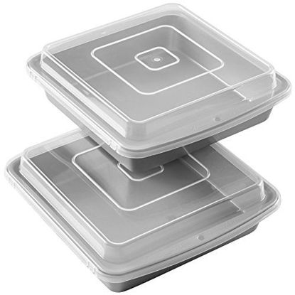 Picture of Wilton Recipe Right Non-Stick 9-Inch Square Baking Pan with Lid, Set of 2