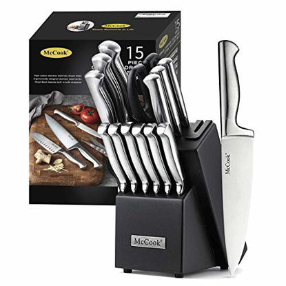 Picture of McCook MC21 Knife Sets,15 Pieces German Stainless Steel Kitchen Knife Block Sets with Built-in Sharpener