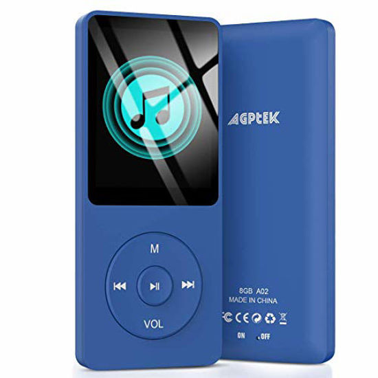 Picture of AGPTEK A02 8GB MP3 Player, 70 Hours Playback Lossless Sound Music Player, Supports up to 128GB, Dark Blue